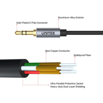 UNITEK 3.5MM AUX (M) TO (F) UZATMA 1MT (Y-C932ABK)