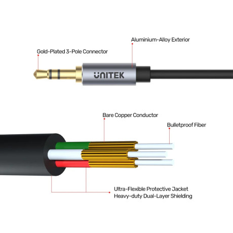 UNITEK 3.5MM AUX (M) TO (F) UZATMA 1MT (Y-C932ABK)