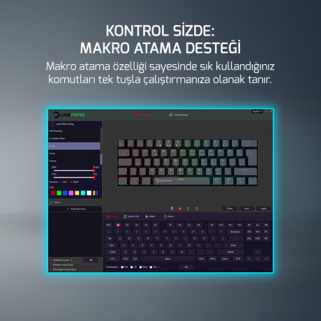 GAMEPOWER LYRA RGB 60M KLAVYE MEKANIK BLUE SW BEYAZ