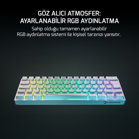 GAMEPOWER LYRA RGB 60M KLAVYE MEKANIK BLUE SW BEYAZ