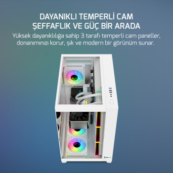 GAMEPOWER WARCRY TOPGLASS 4XARGB KASA 650W WHITE
