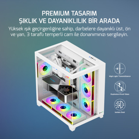 GAMEPOWER WARCRY TOPGLASS 4XARGB KASA 650W WHITE