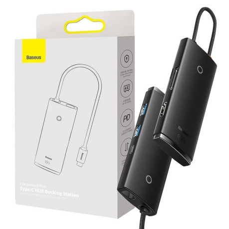 BASEUS LITE 6 IN1 TYPE-C HUB - SIYAH