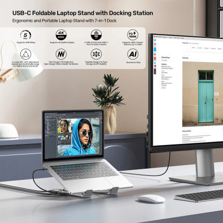 UNITEK KATLANABİLİR NOTEBOOK STANDI VE BAĞLANTI İSTASYONU (D1137AGY01)