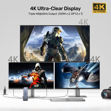 UNITEK UNIVERSAL DISPLAYLINK 4K KVM BAGLANTI ISTASYONU (D1135AGY01)